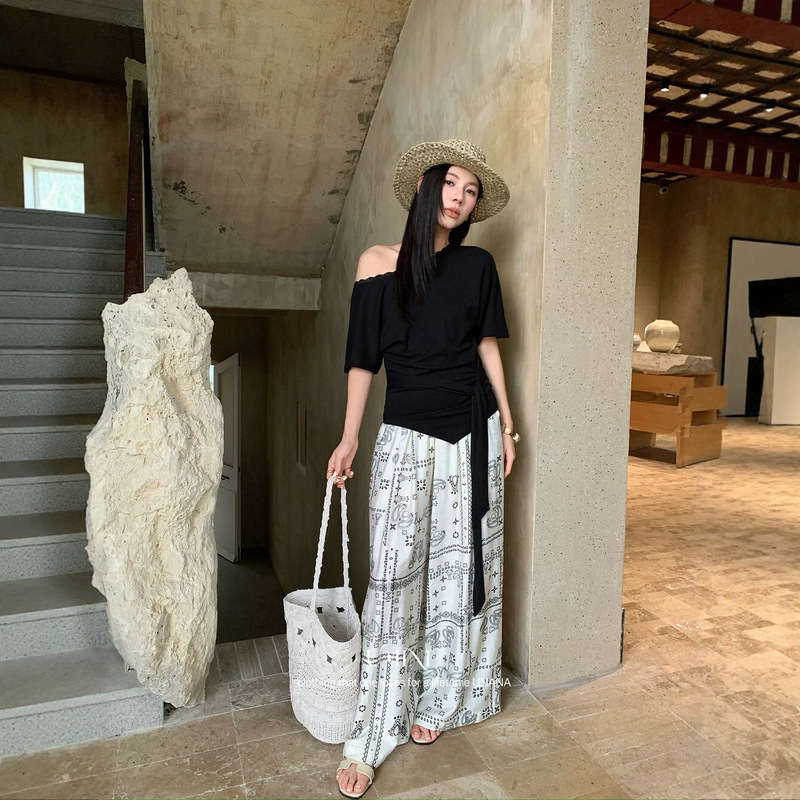 U+MINI Thirteen Lines D3308 New Bohemian Style Vintage Geometric Print Elastic Waist Versatile Casual Pants U+MINI Thirteen Lines D3308 New Bohemian Style Vintage Geometric Print Elastic Waist Versatile Casual Pants