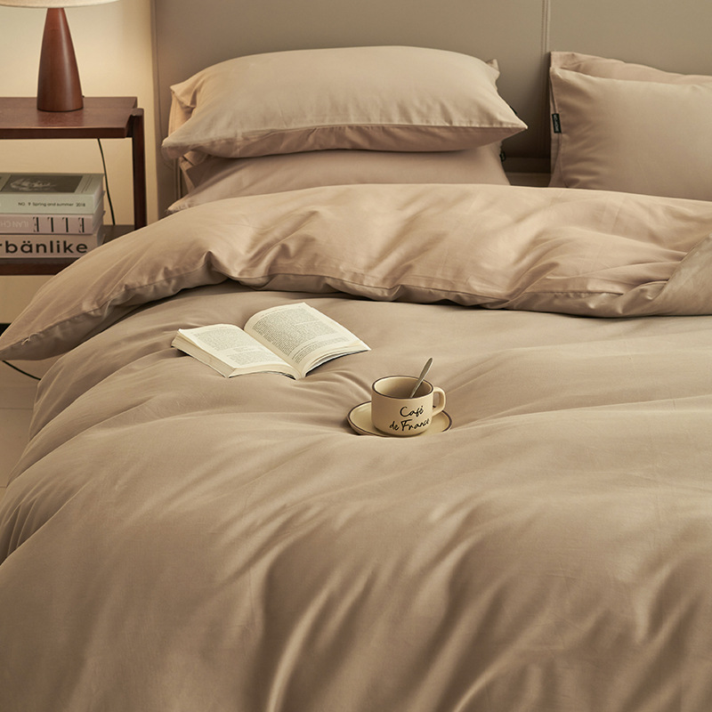Cama de cama de algodón de cuatro piezas, sábanas de algodón, colcha de cama, dormitorio de estudiantes universitarios, cama individual de tres piezas