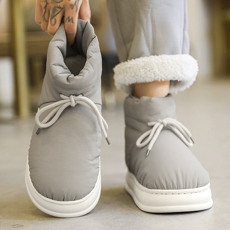 Мужские зимние ботинки из пуховой ткани, на флисовой подкладке, утолщенные, теплые, зима 2024, для снежной погоды, устойчивые к холоду в северо-восточной части, водонепроницаемые, нескользящие.