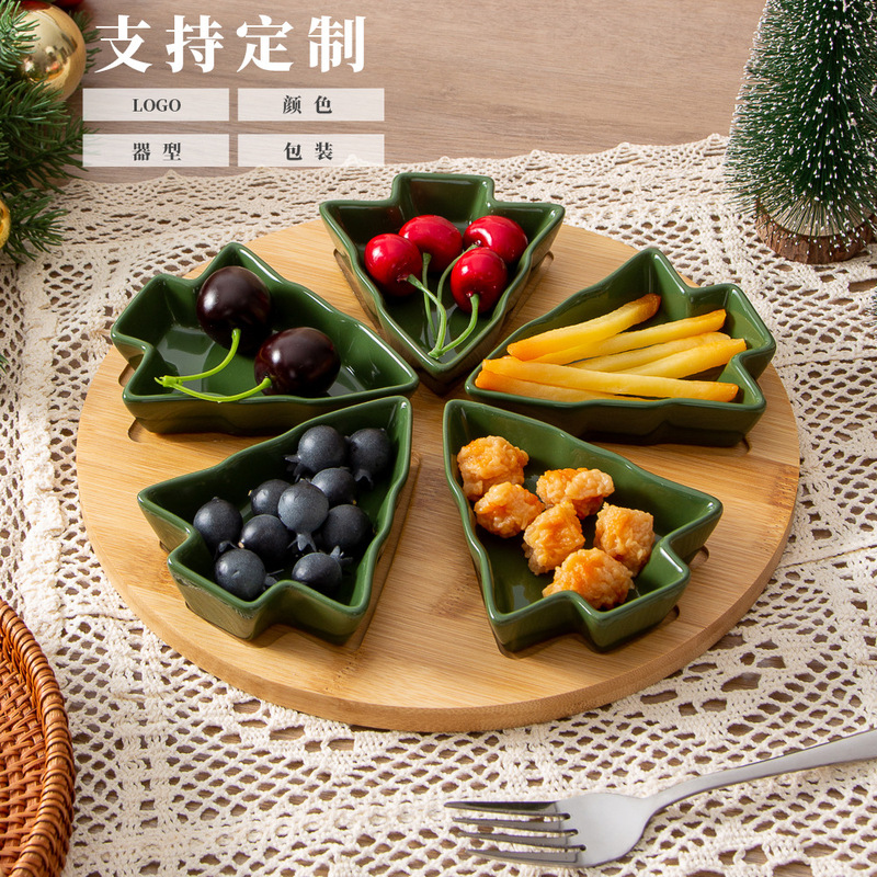 Customized Cross-Border High-Value Divided Plate Christmas Tree Platter Set Nordic Kitchen Supplies Ceramic Tray Customization Customized Cross-Border High-Value Divided Plate Christmas Tree Platter Set Nordic Kitchen Supplies Ceramic Tray Customization