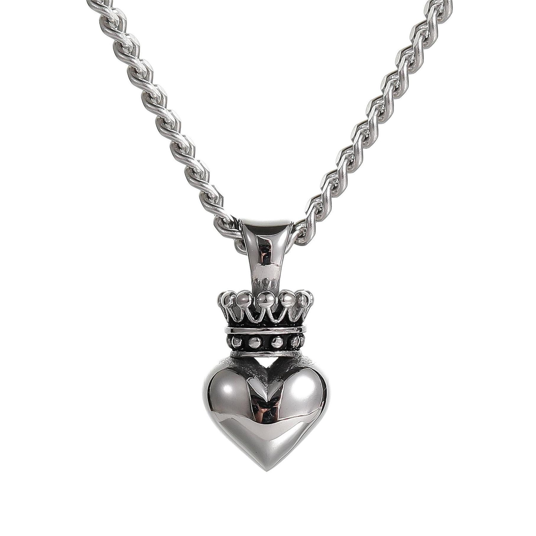 Hip-hop Heart Shape Crown Titanium Steel Pendant Necklace display picture 1