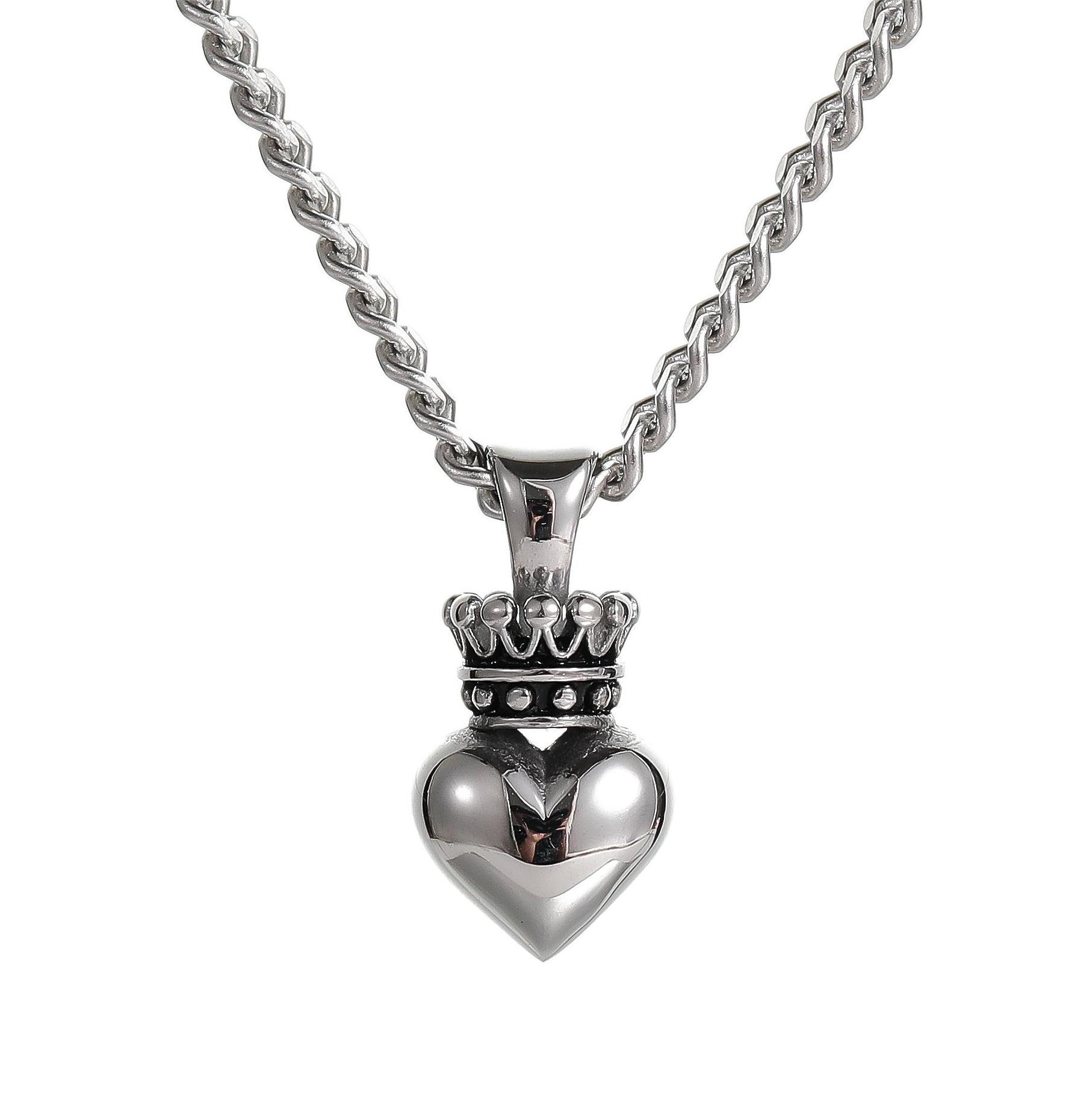 26g Weight Hip-hop Heart Shape Crown Titanium Steel Pendant Necklace
