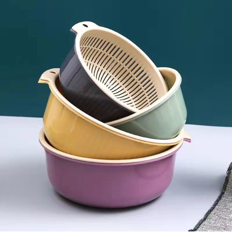 双层洗菜盆塑料沥水篮子漏盆淘米神器菜蓝淘菜盆家用厨房洗水果盘|undefined