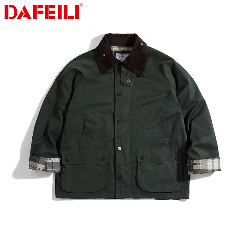 American-style Hunting Jacket Couple Spring and Autumn Vintage vintage Corduroy Plaid Workwear Kaji Jacket for Men and Women