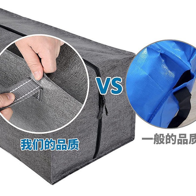 Portátil de doble hombro con cremallera bolsa de equipaje de almacenamiento PP bolsa tejida de plástico grande embalaje azul a prueba de polvo frata al por mayor