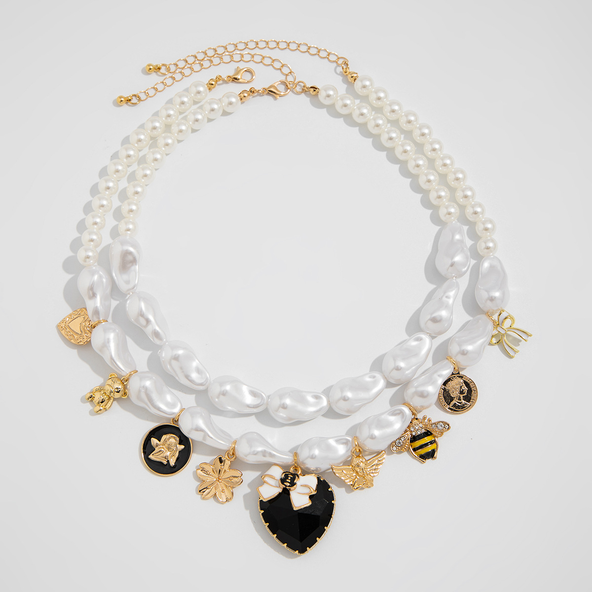 34g Weight Lobster Trigger Clasp Closure Clasp Closure Type Alloy Pendant Material Necklace Classification Pearl Chain Material Beaded Chain Chain Type 1 Piece Quantity Holiday, Daily Occasion Imitation Pearl, Alloy Material Heart Shape, Flower Pattern All Seasons Season Women's Gender Plating Design Sweet Style Women's Imitation Pearl Alloy Beaded Chain Plating Heart Shape Flower Necklace Imitation Pearl Jewelry 3
