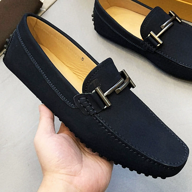 Мужские туфли из натуральной замши European Station 2025, новые, настоящая кожа, деловой стиль, слипоны, двойная Т-образная пряжка, повседневные лоферы.