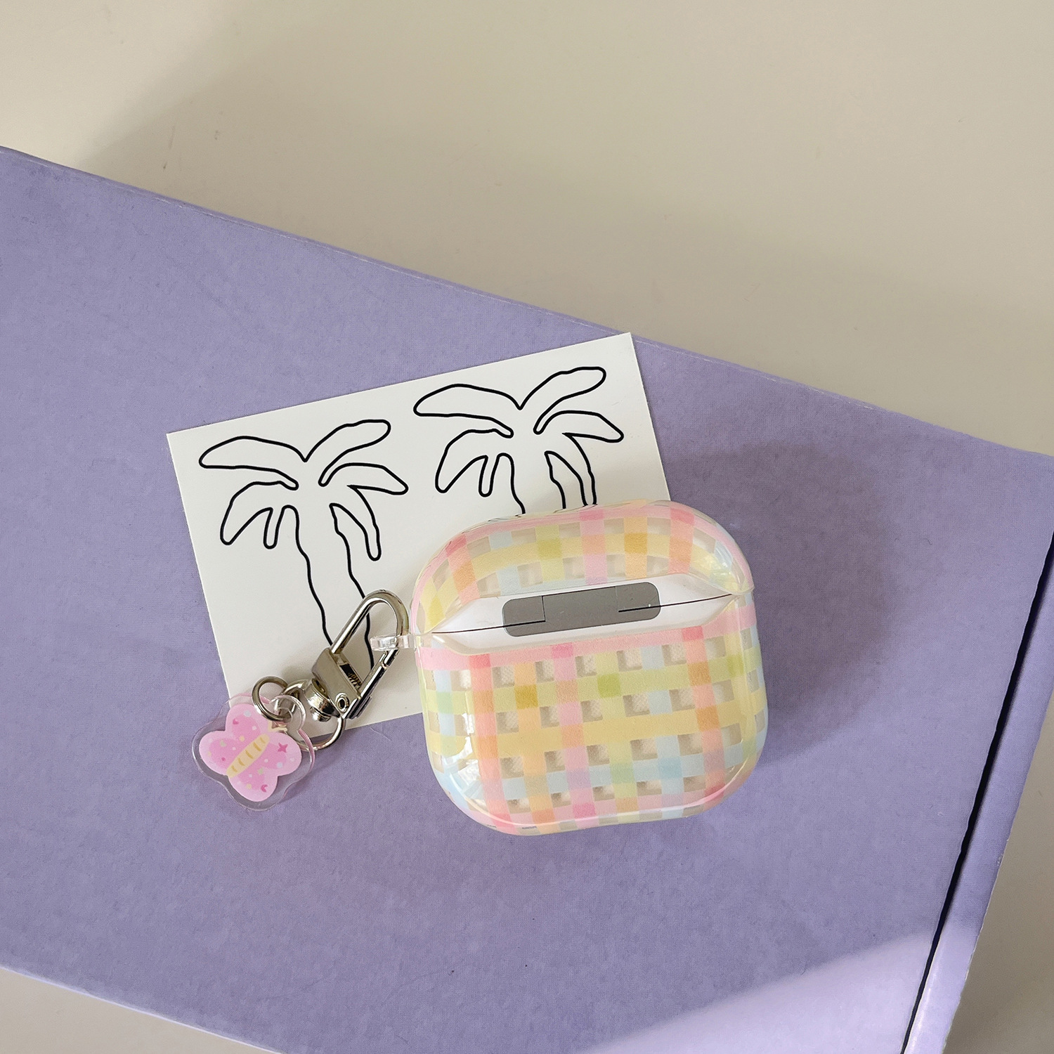 El patrón de cuadros de dopamina de color se aplica a la funda para auriculares AirpodsPro2 nueva generación 3/4 pequeña y fresca airpod1/2 femenina