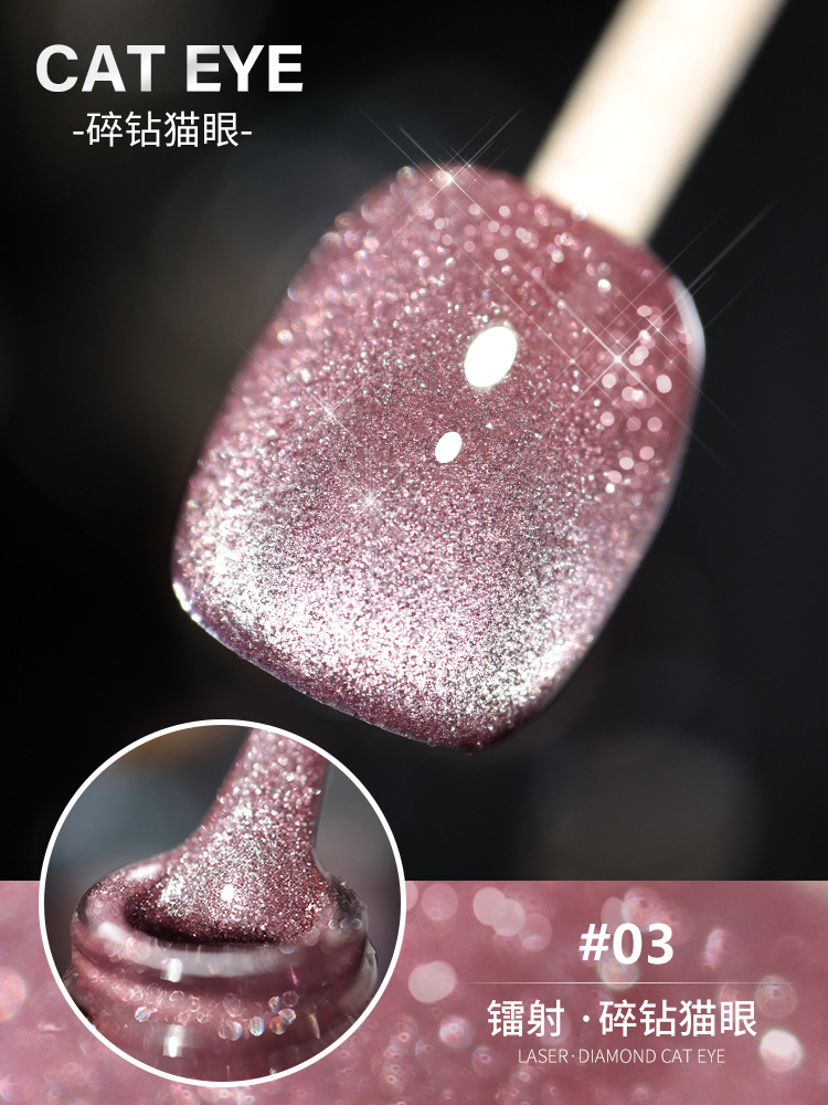 Esmalte de Uñas de Gel Ojo de Gato Láser 2025 Nuevo Arte de Uñas Gel Ojo de Gato Cristal Diamante Brillante