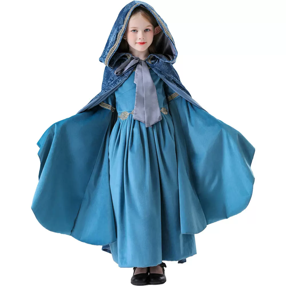 魔戒指环王cos服精灵公主cosplay服装万圣节舞台表演服淡蓝色裙子