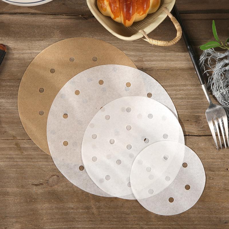 【New Simple Design】Steamer Paper Mat for Steaming Buns, Disposable Paper Mat for Home Use, Keeps the Steamer Clean and Prevents Sticking to the Rack