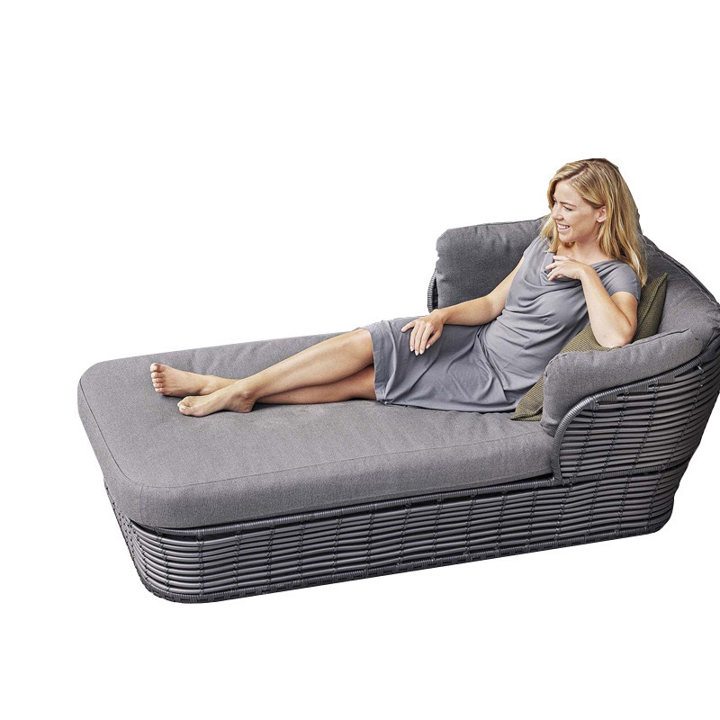 Sofá de ratán al aire libre impermeable y protector solar balcón al aire libre cama de ocio combinación patio jardín silla de mimbre muebles