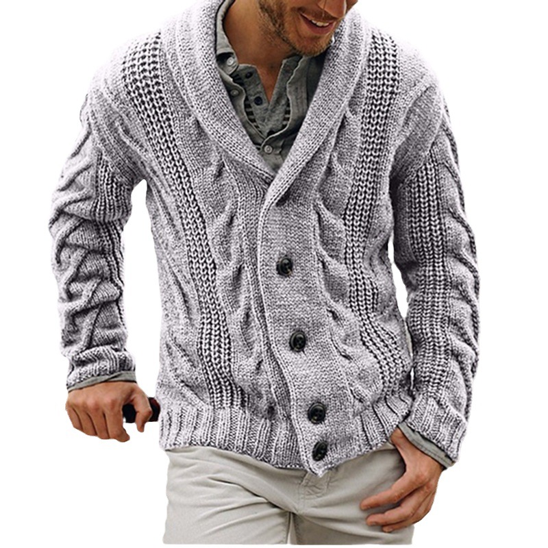 Cross-Border Men's Sweater Autumn and Winter New European and American Trendy Brand Popular Versatile Fashion Single-Breasted Lapel Sweater for Men 5