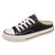 Half slippers canvas shoes for women 2023 Summer thin basic casual student ins heel-free slip-on shoes