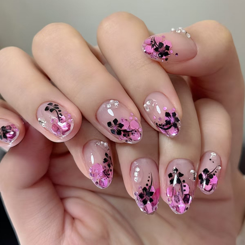 New Cross-Border Hot-Selling Almond-Shaped Wearable Nails with Cat-Eye Effect, Sparkling Diamonds, Pure Desire Floral Glitter, Detachable Fake Nails New Cross-Border Hot-Selling Almond-Shaped Wearable Nails with Cat-Eye Effect, Sparkling Diamonds, Pure Desire Floral Glitter, Detachable Fake Nails