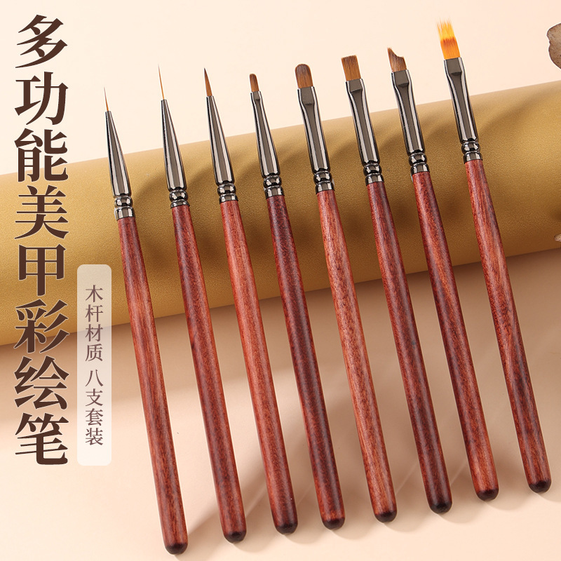 Manicure Brush Pull Line Painting Flower Hook Line Pen Light Therapy Round Head Smudge Pen Daisy French Gradient Nail Pen