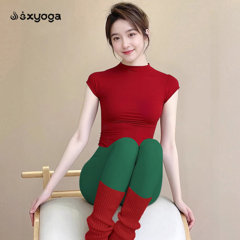 Red Yoga Clothes Are Super Popular and Beautiful, and Can Be Worn Outside for Christmas. Sports Vests, Pilates Training Clothes, Fitness Suits for Women