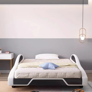 Children's Bed Without Bedside, Car Bed for Boys with Guardrail, Single Bed for Small Spaces, 1.2m Solid Wood Youth Small Bed