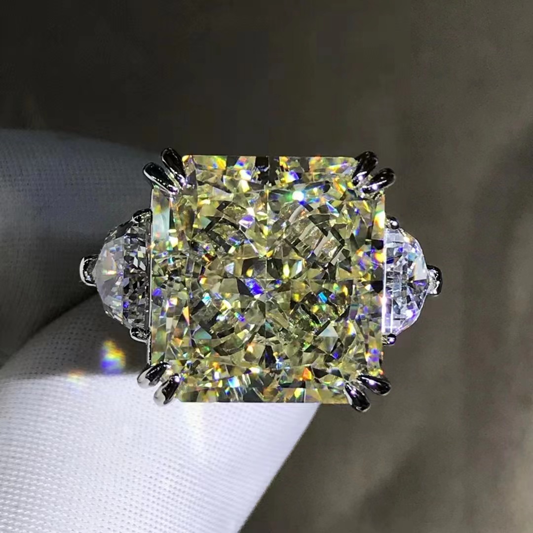 Redean corte anillo de diamantes de alto carbono blanco con incrustaciones de diamante de alto carbono 20 quilates anillo grande rosa transfronterizo exclusivo