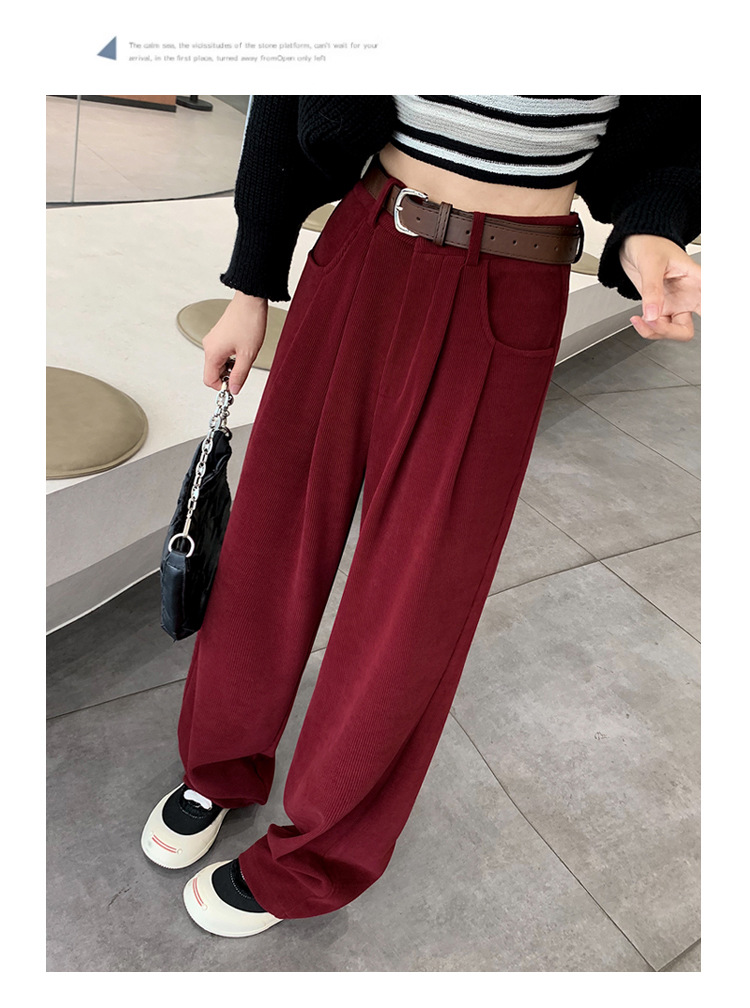 Dames pantalon met wijde pijpen van pluche herfst en winter_voghion.com
