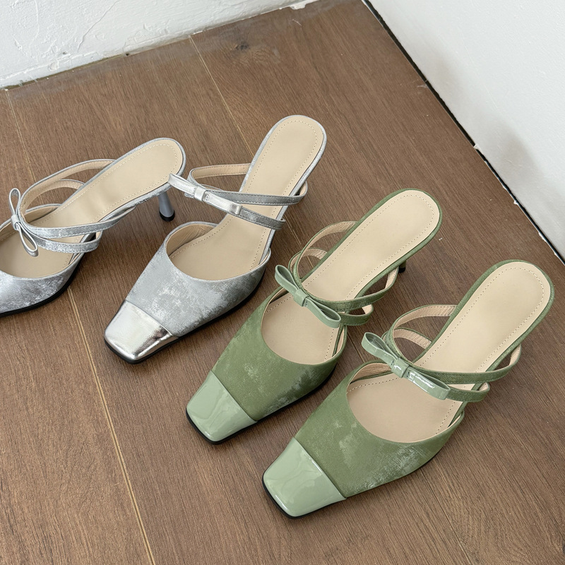 【GWセール：美品】ZANONE CH IOTOカーキ46 CHIKO Zaniyah Square Toe Stiletto Clogs/Mules Shoes