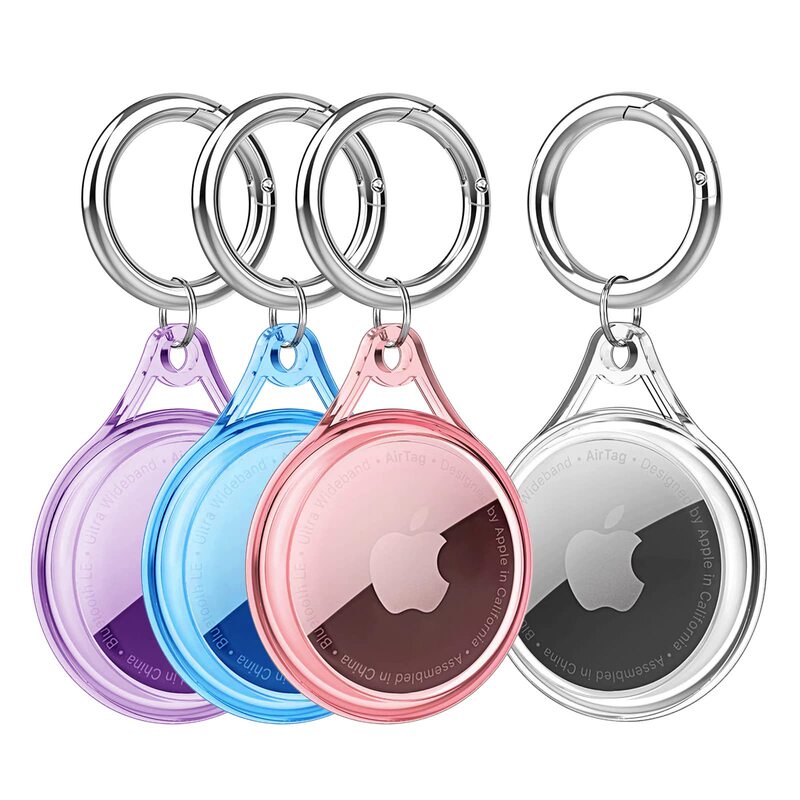 Applicable to Apple Airtag protective case anti-lost positioning transparent case TPU all-inclusive portable waterproof solid color protective case