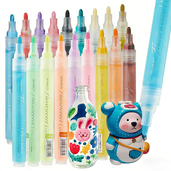 Art-Specific Acrylic Markers for Children's Painting, Glass Bottle DIY Marking, Graffiti Markers, Large Capacity, Quick-Drying