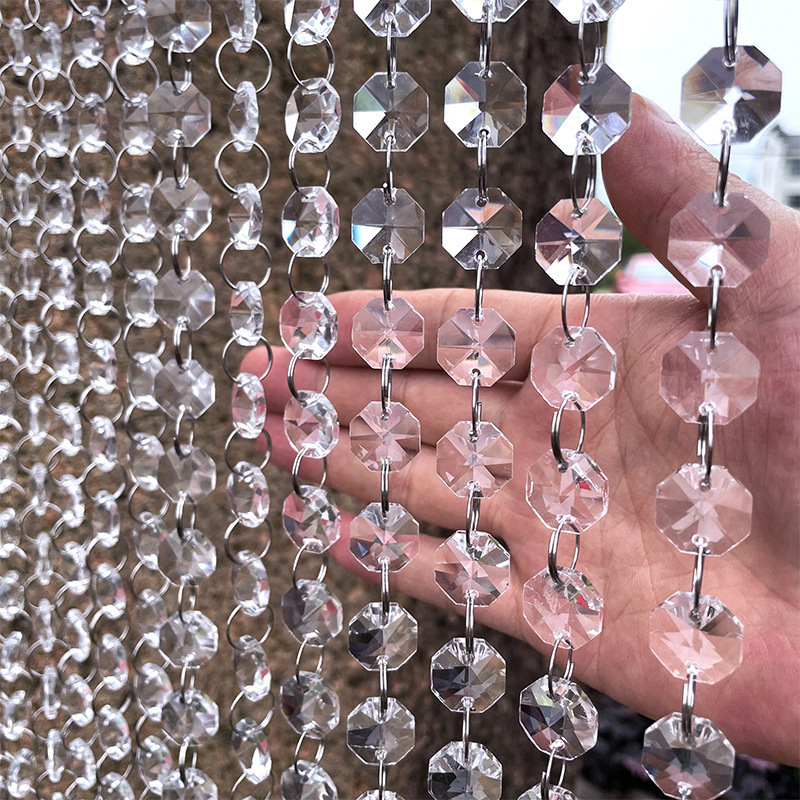 14mm Wedding Bead Chain String for Wedding Venue Stage Ceiling Decoration Acrylic Crystal Octagonal Bead Curtain 14mm Wedding Bead Chain String for Wedding Venue Stage Ceiling Decoration Acrylic Crystal Octagonal Bead Curtain