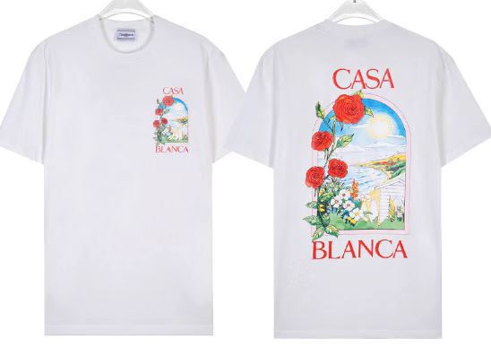 カサブランカ トレンド 半袖 夏新作 グリーン 三角文字 CASA テニスコート プリント Tシャツ|undefined