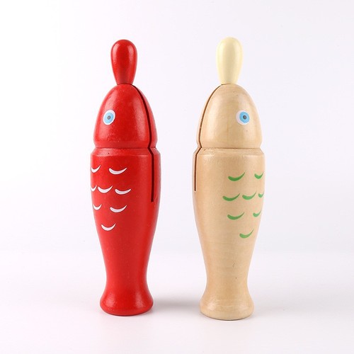 Orff percussion wooden children's percussion instrument red wooden fish-shaped toy sound tube to relieve stress and meditate