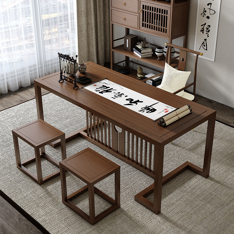 Yan Xuan New Chinese Style Solid Wood Calligraphy Table Home Study Zen Brush Writing Calligraphy and Painting Table Homestay Classical Desk and Chair