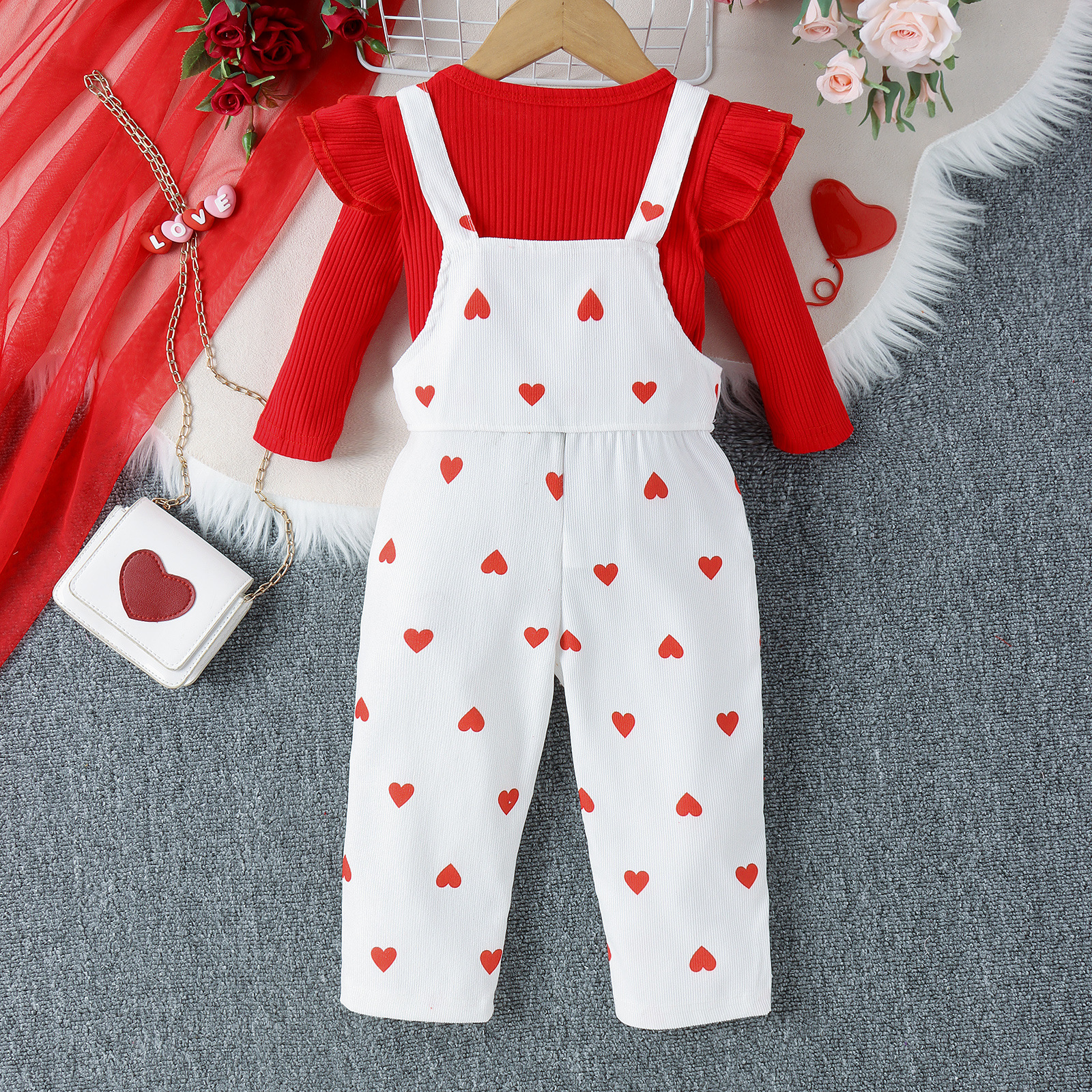 Simple Style Heart Shape Cotton Girls Clothing Sets display picture 3