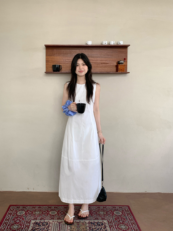 2025夏季新款法式复古拼接收腰显瘦时尚气质背心长裙连衣裙女chic|undefined