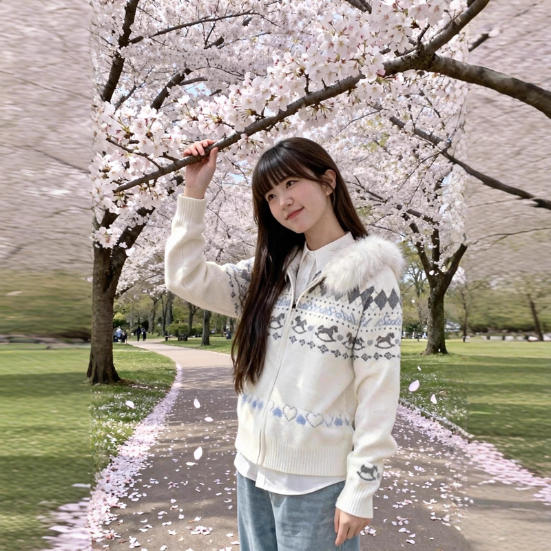 Fair Isle Fur Collar Hooded Sweater Jacket for Women in Autumn and Winter, Lazy Style Loose Knitted Cardigan, Soft Waxy Top Trendy