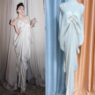 Zhao Sanguan's Same Design, Elegant V Neck Backless Long Skirt, Classy Atmospheric Design Pearlescent Dress