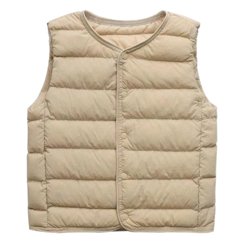 Children wear down vest collarless ultra-thin warm liner 90% white duck down for boys and girls in winter