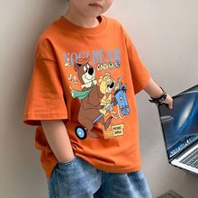 2025年夏季新款纯棉韩版潮流男童T恤时髦ins风宝宝帅气短袖上衣