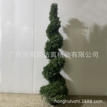 直销仿真螺旋树盆栽蛇形米兰杨梅叶3球盆栽酒店落地外贸圣诞树厂