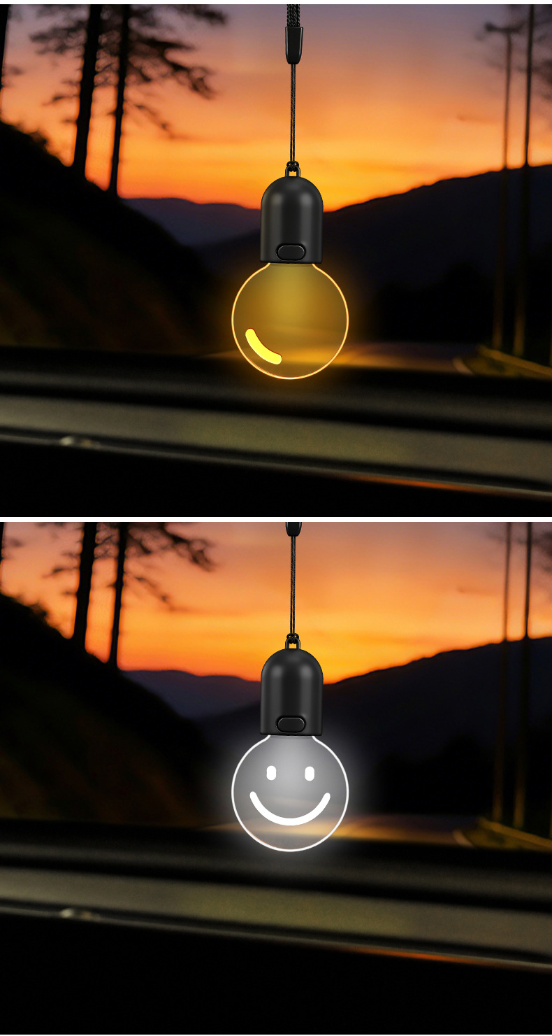 Retro Small Light Bulb Car Atmosphere Light, Wireless Car Hanging Ornament, Rearview Mirror Decoration, Interior Car Modification Decorative Light
