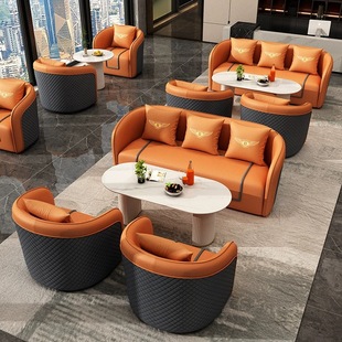 Sales Office Reception Negotiation Table and Chair Combination European Style Simple Reception Room Office Reception Sofa One Table