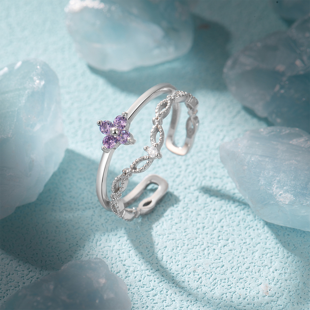 4g Weight Zircon Inlay Material Open Rings Classification Adjustable Ring Size 1 Piece Quantity Daily Occasion 925 Sterling Silver Material Geometric Pattern Women's Gender Plating, Inlay Design Simple Style Style 925 Sterling Silver Zircon Geometric Open Rings 42