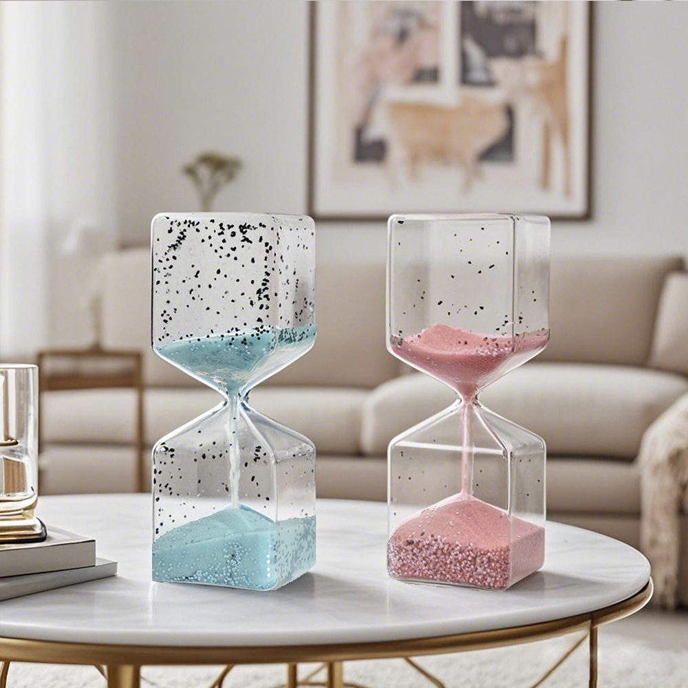 Sequinilla de alto valor visual sin tiempo reloj de arena diseño cuadrado descompresión mágica creativa decoración del hogar fábrica al por mayor