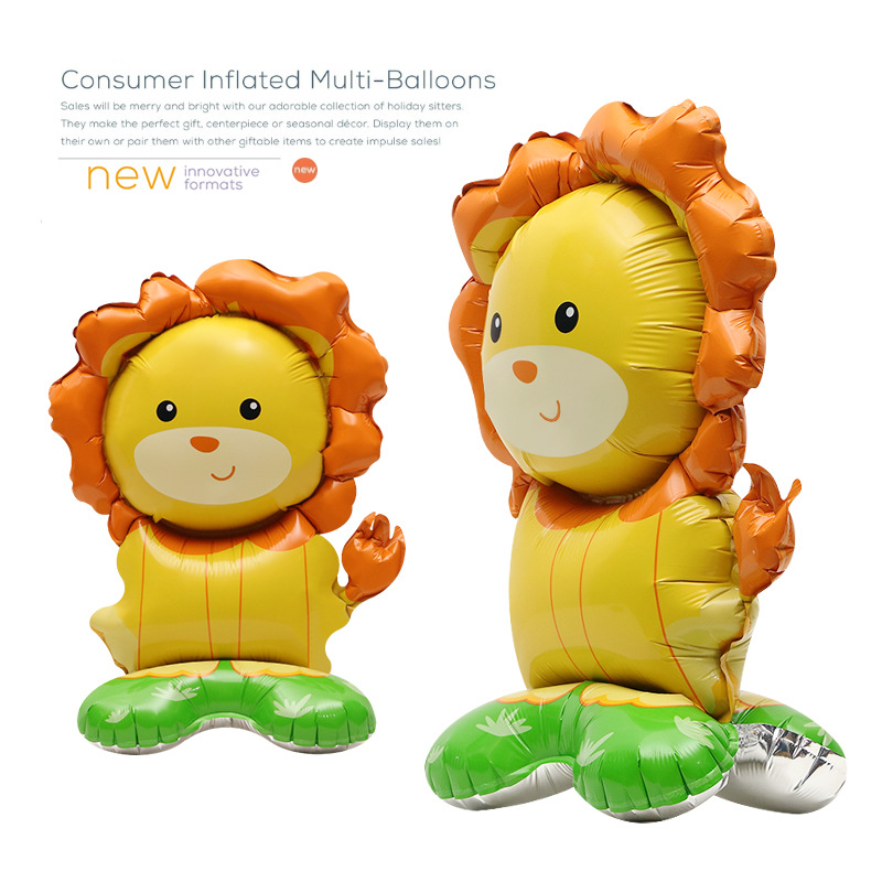 Decoración de fiesta Decoración Accesorios de fotografía globo de juguete 4D tridimensional de pie pequeño animal de dibujos animados forma globo de película de aluminio