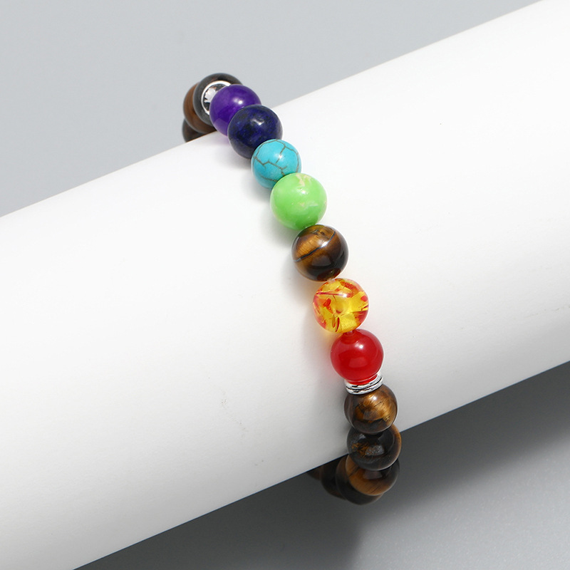 wholesale jewelry colorful tiger eye stone beaded bracelet nihaojewelry