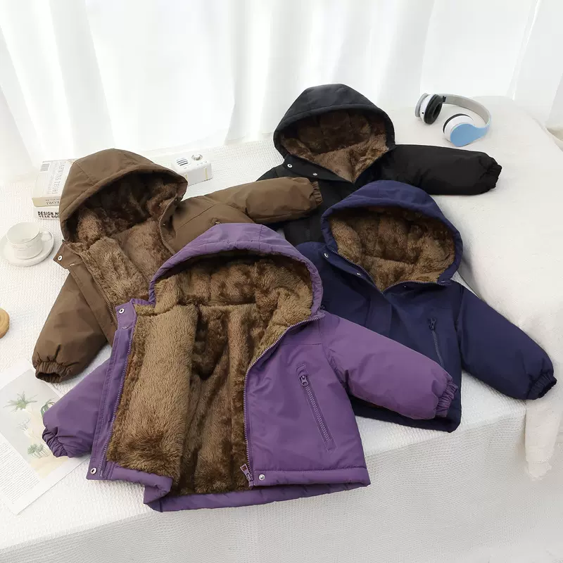 外贸童装外贸新款儿童羽绒棉服男女童中小童棉衣加厚加绒连帽外套