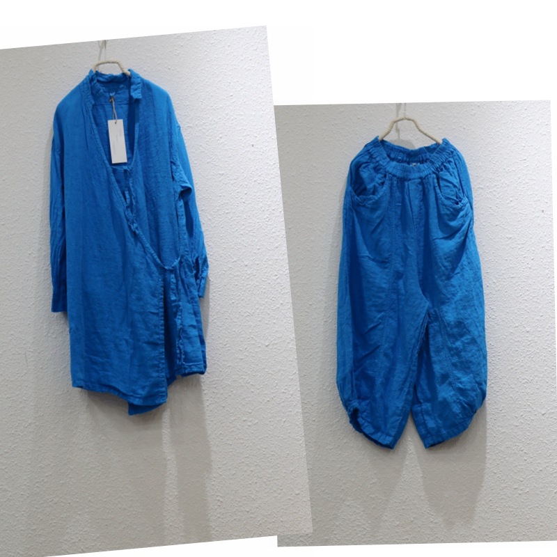 2025 봄 새로운 디자인 센스 춘 리넨 컬러 도파민 느슨한 여성 캐주얼 바지 2836