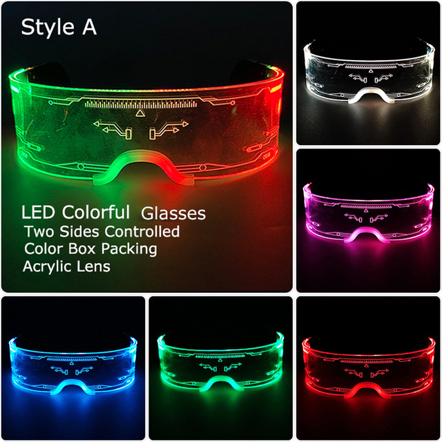 Gafas LED de ciencia ficción con un toque tecnológico, estilo cyberpunk, coloridas, para discoteca, gafas deslumbrantes, a la moda