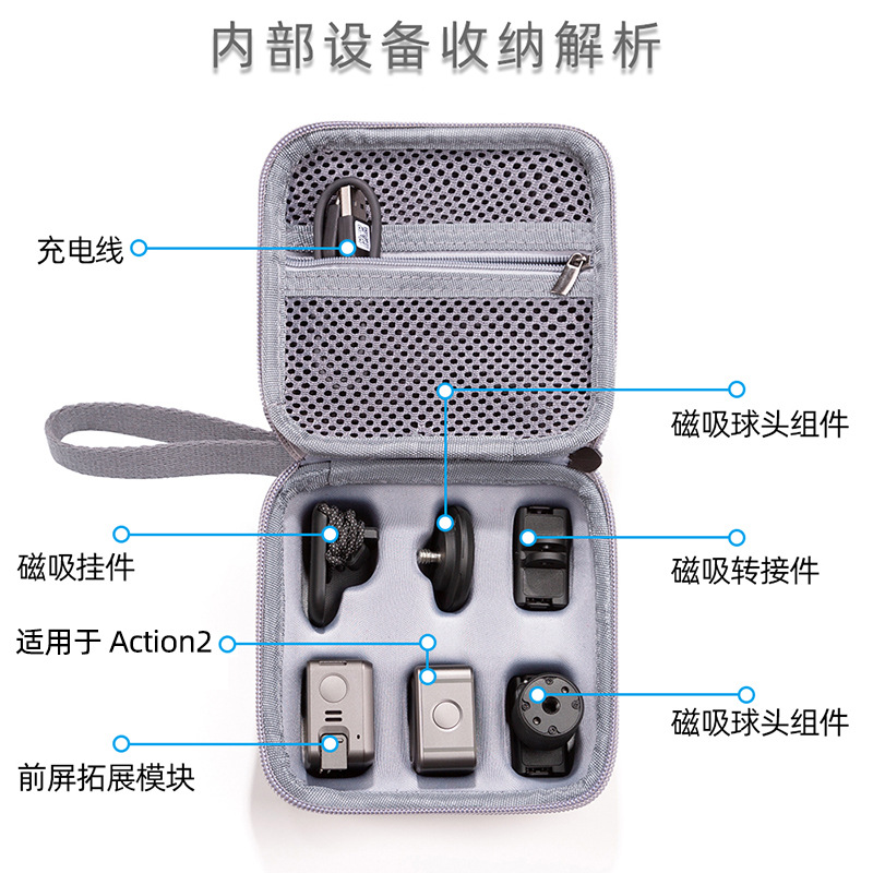 Adecuado para la bolsa de almacenamiento DJI action 2 ACTION 2 embrague caja de protección impermeable portátil