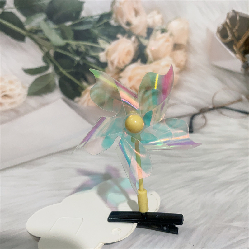 투명 다섯 잎 풍차 머리핀