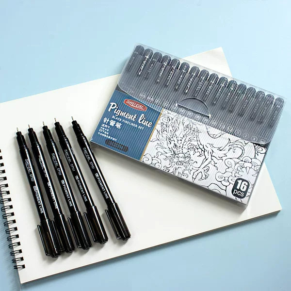 Art-Specific Needle Pen, Painting Design Hook Line Pen, Water-Resistant, Quick-Drying Stroke Pen, Multi-Specification Black Rod Needle Pen